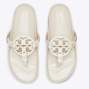 Tory Burch: Miller Cloud Lug Sandal - New Cream / Perfect Black